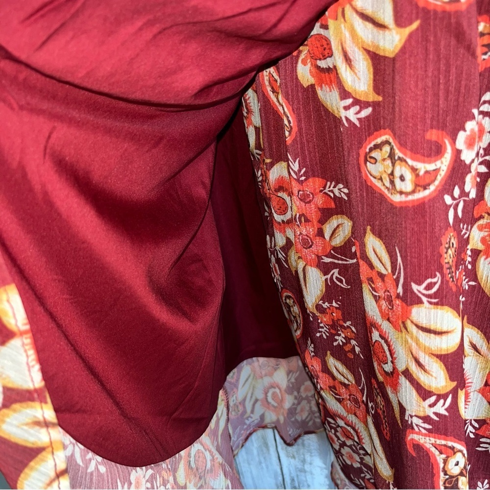 Vici Red Honey Crisp Tie Waist Floral Dress - Picture 7 of 8